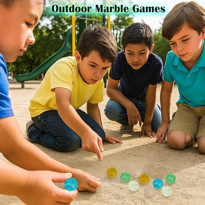 ARSUK Glow in the Dark Marbles Large Glass Shooter Marbles for Decoration 25mm/1 inch 10pcs Assorted Colour Marble Game, Marble Run Accessories Learning and Recreational, Sports & Outdoor Play