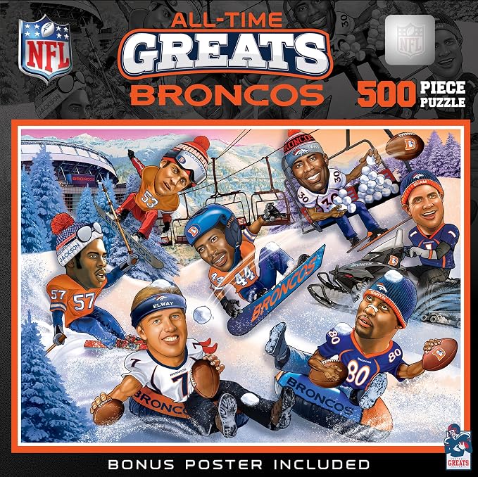 MasterPieces NFL Denver Broncos All-Time Greats Jigsaw Puzzle - 500 Pieces - 15"x21" - NFL Football Puzzle