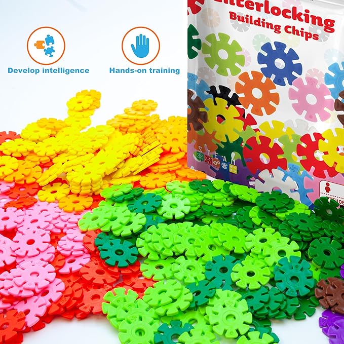PicassoTiles Building Chip Interlocking Disc Construction Blocks in Brown Color STEM Learning Early Education Toy Engineering Playset Child Brain Development for Toddlers Girls Boys Kids Age 3+ PTF108