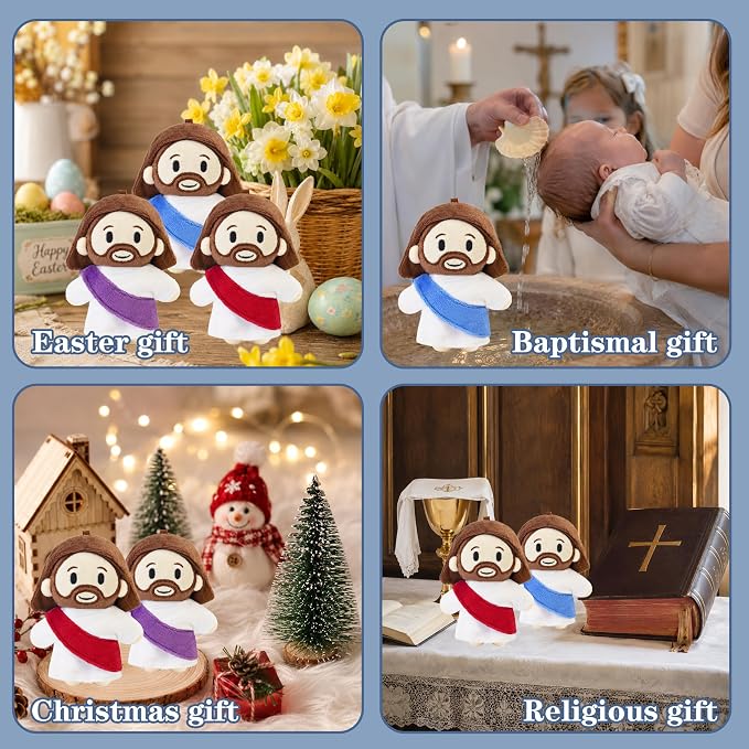 6-Piece Jesus Plush Set – Easter Church Decorations – Guardian Savior Gift Figurines, Ideal for Easter, Sunday School and All Kinds of Religious Events（6pcs-A）
