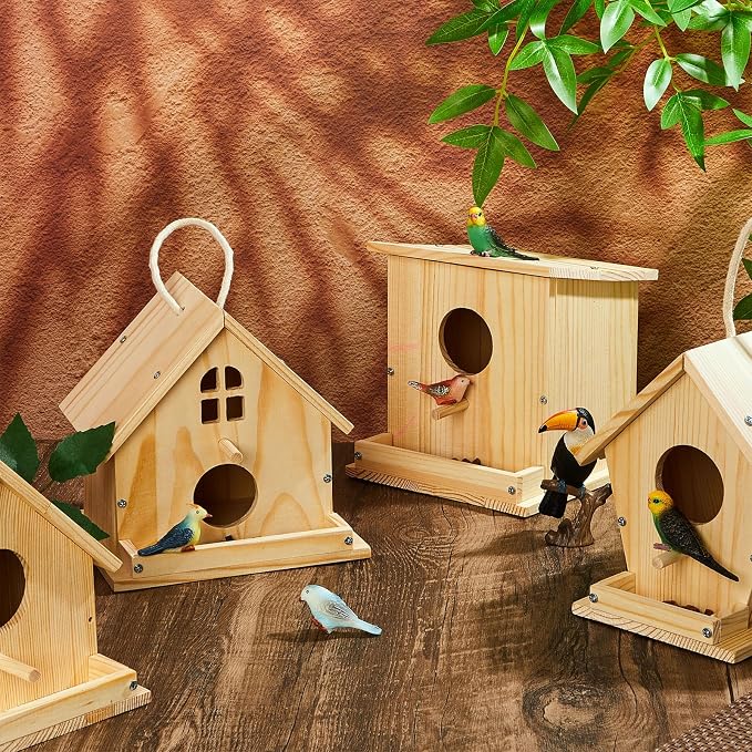 Liliful 36 Pack Birdhouse Crafts for Kids, Wooden Creative DIY Bird House Kits Arts and Crafts Set for Kids and Adults, Spring Birthday Gifts for Toddlers Ages (Seasonal Style)