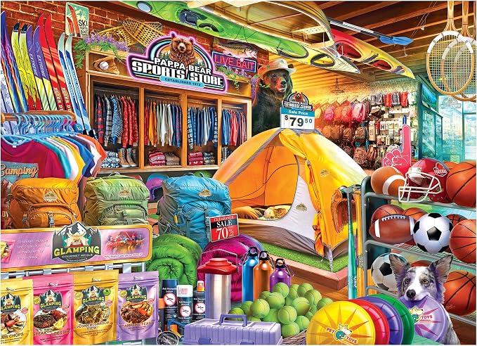 RoseArt Kodak Premium 1000 Piece Jigsaw Puzzle for Adults – Papa Bear Sporting Goods – Colorful Outdoor Camping & Sports Store Scene – Rich, Vivid Colors – 26.625 x 19.25 Inches