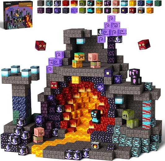 GobiDex Magnetic Blocks Building Toys STEM Sensory Toys for 3+ Year Old Boys Girls, Game-Based Build Magwonder Cave World with Zomblock, Magnet Construction Gift for Birthday