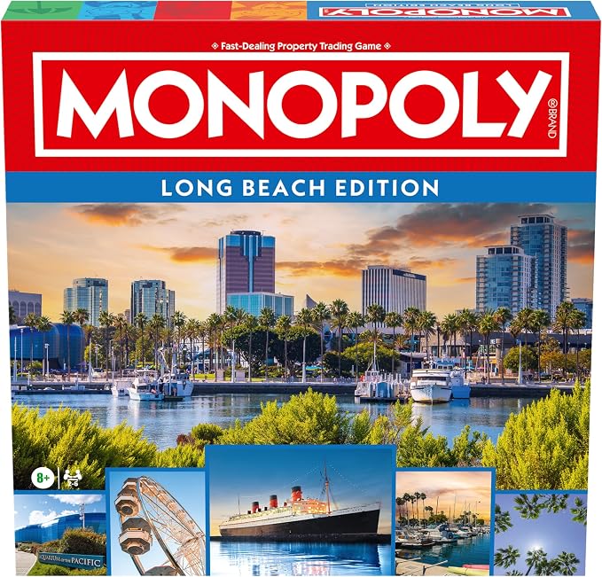 Monopoly Board Game – Long Beach, CA Edition: 2-6 Players Family Board Games for Kids and Adults, Board Games for Kids 8 and Up, Great for Game Night