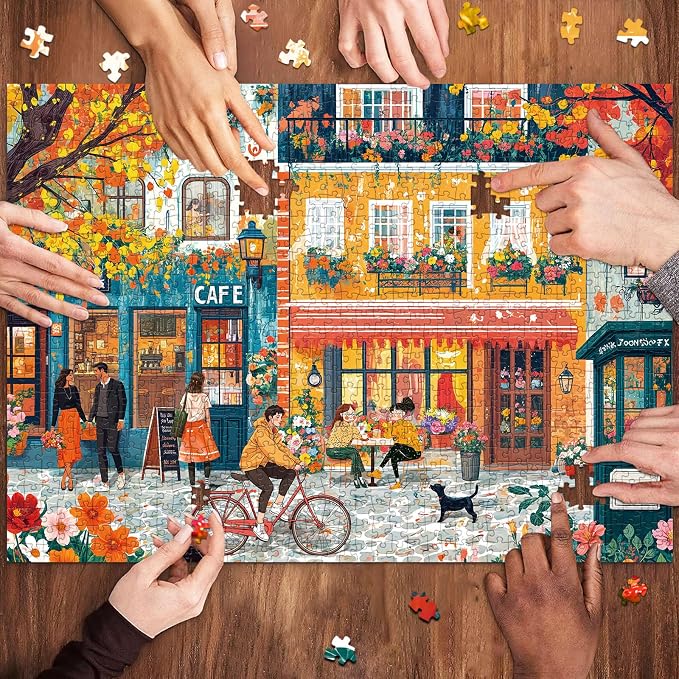 Puzzles for Adults 1000 Pieces, Romantic Street Scene Jigsaw Puzzle with 1:1 HD Poster, Perfect Interlocking No Dust, Stress Relief Ideal Gift for Family Games