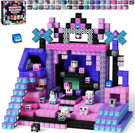 GobiDex 200PCS Magnetic Building Blocks for Kids, STEM Toys to Build MagWonder Castle & World, Creative Sensory Play Gift for Girls Ages 3+