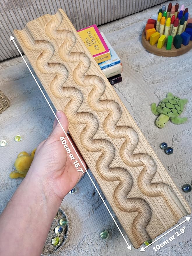 Wooden Marble Run Track “Wind” Race Machine Set Wooden Maze Board Ball Run Montessori Gift for Kids Wave Course Winding Track Toy