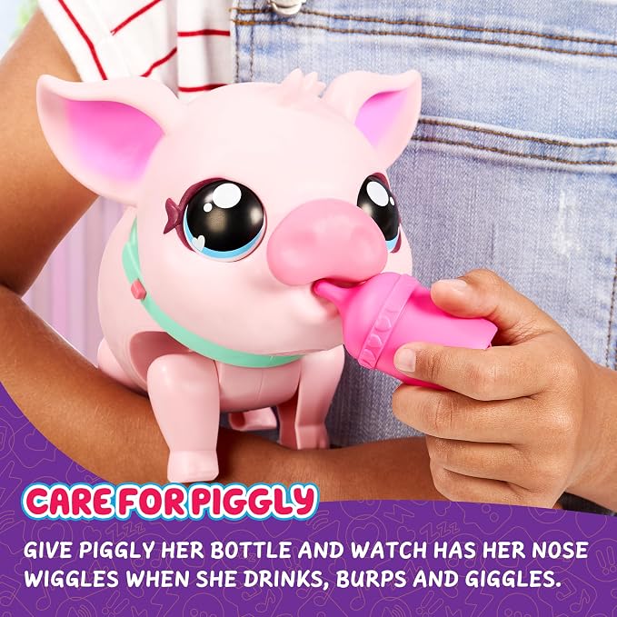 Little Live Pets My Pet Piggly The Toy Pig, Interactive Walking Pig Toy with 25+ Sounds and Detachable Leash, Pigs Toys for Kids of Ages 5+