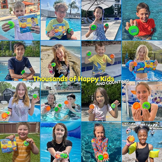 Soft Stone Skippers Game - Fun Pool Toys for Kids All Ages - 4 Pack Water Skipping Discs Set - Beach Games Summer Beach Gifts for Boys & Girls Ages 3 4 5 6 7 8 9 10 11 + Year Old - Water Toys