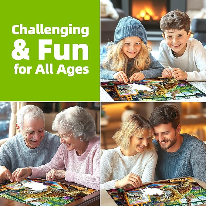 1000 Pieces Puzzles for Adults, Leopard Animal World Art Jigsaw Puzzle 1000 Pieces for Family Fun Challenging, Gift for Adults Jigsaw Puzzles Lovers, 27.5 x 19.7 inch