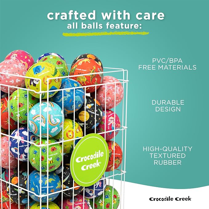 Crocodile Creek Playground Ball - Durable Rubber Ball for Kids Ages 3 and Up - Bouncy Inflatable Ball for Kickball, Indoor Games, and Outdoor Sports - PVC-Free
