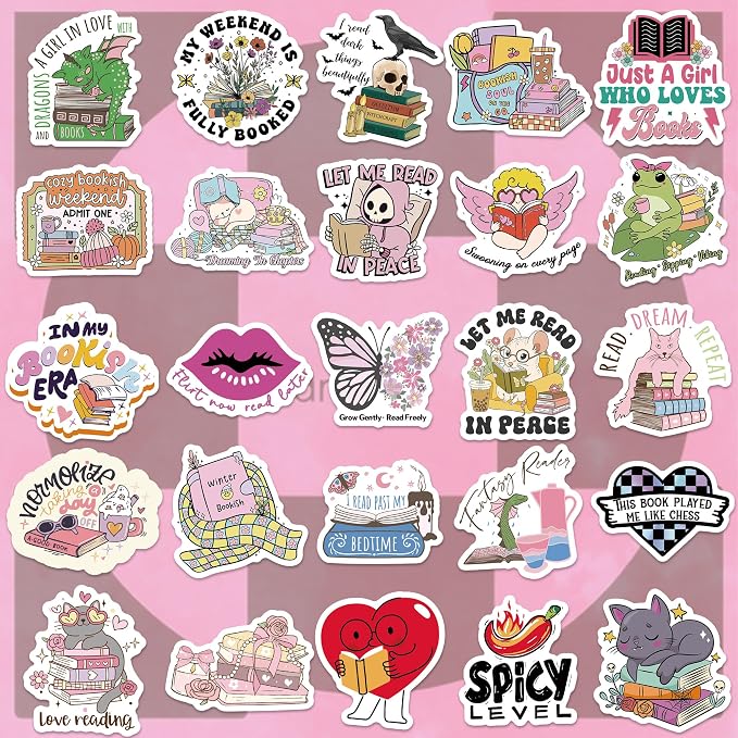 QTL Bookish Stickers for Readers, BookTok Party Supplies, Waterproof Vinyl Stickers for Kindle and Laptop, 80PCS