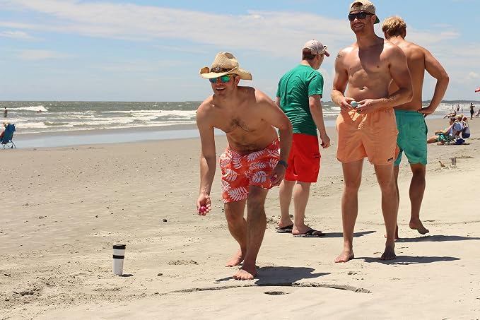 TidalBall Set | America's Beach Game | Portable Beach Cornhole Alternative | Sand Toss Game, Balls Float, 2 Koozies Included | Outdoor Beach Games for Adults, Teens & Family
