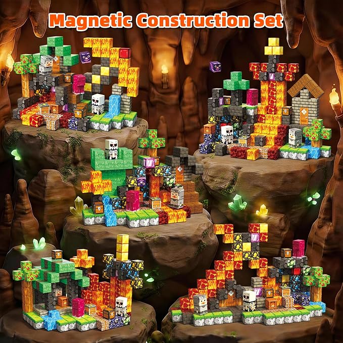 200PCS Magnetic Blocks, Magnetic Building Cube Set for Kids Ages 3+, Constructions STEM Stacking Tiles Toy Building Birthday Gifts for Boys Girls
