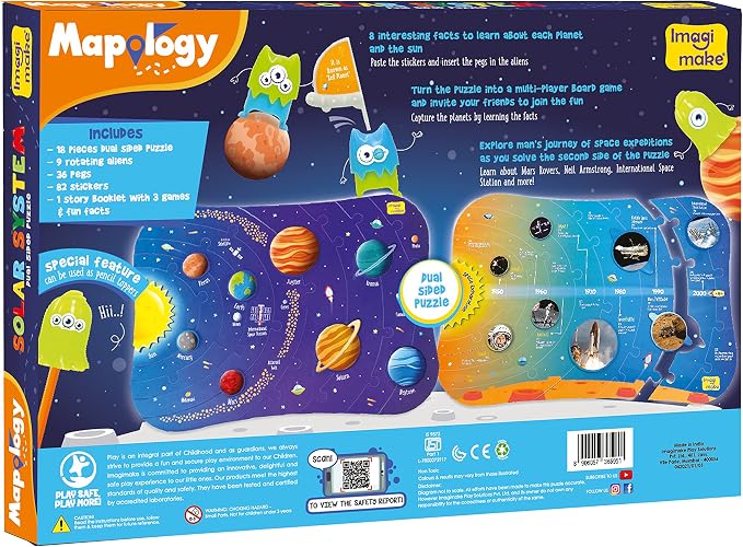 Imagimake Mapology Solar System for Kids | Educational Toys for Kids 5-7 | Space Toys | Puzzles for Boys & Girls Ages 4-8 | 6 Year Old Boy Gifts & Girl Gifts