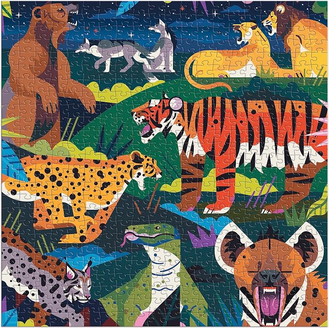 Mudpuppy Predators Illuminated 500 Piece Glow in The Dark Jigsaw Puzzle for Kids and Families, Family Puzzle with Glow in The Dark Predators Theme
