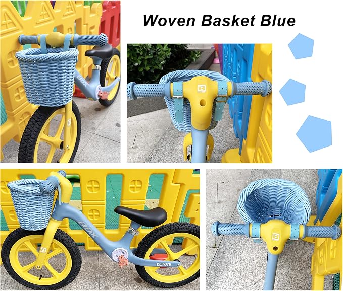 MEGHNA Woven Mini Bike Basket for Kid Bike Handlebar Bike Basket for Girl Boy for Scooter, Multi-Colors