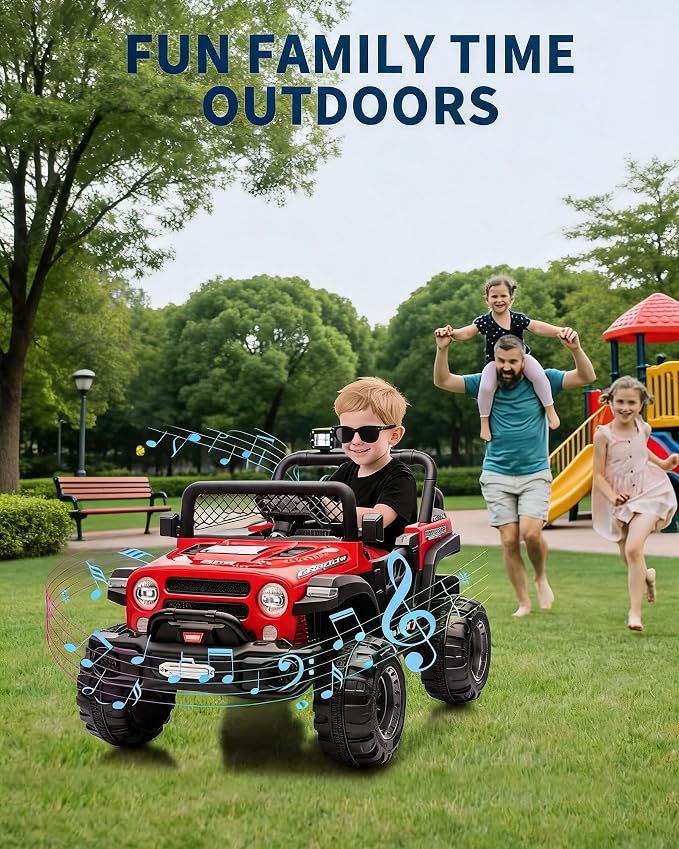 GarveeLife 12V Kids Ride On Car, 2 Seater Electric Toy Car for Toddlers and Children, Ride On Toys with Parent Remote Control, Battery-Powered w/Music & LED Lights