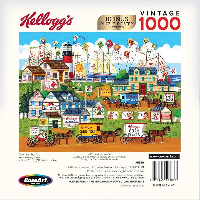 RoseArt - Kellogg's - Town by The Sea - 1000 Piece Jigsaw Puzzles for Adults