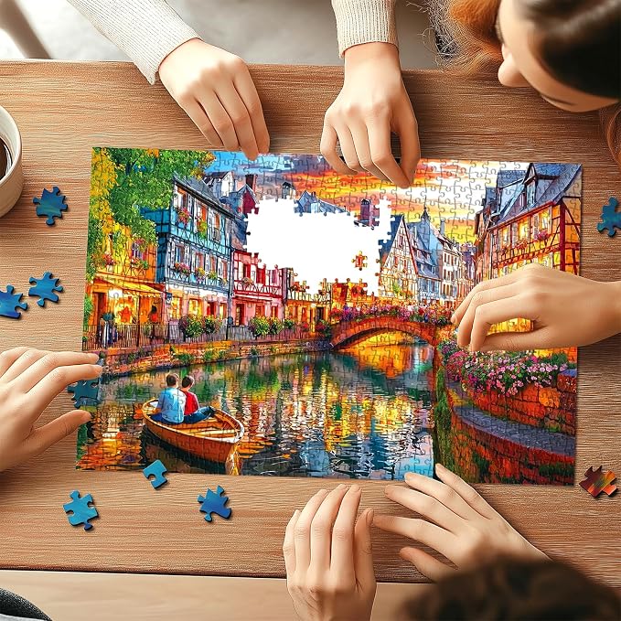 1000 Piece Puzzle for Adults - Colmar Canal Puzzle with Letters on Back 27.5"x19.7", Nature Lovers Challenging Jigsaw Puzzle - for Adults Relax, Art Gift, Family Game Night