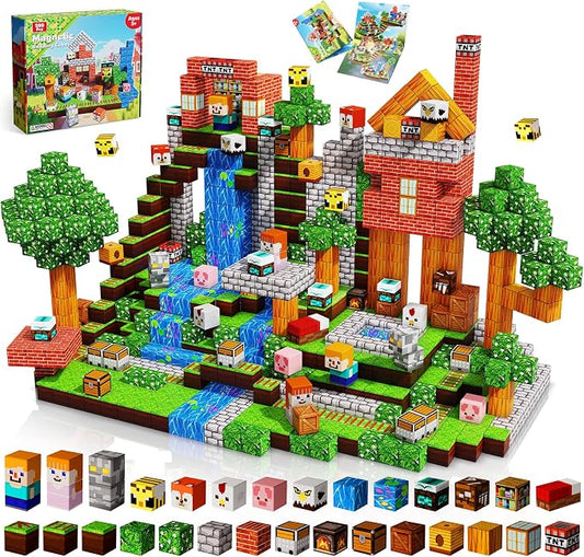 Goody King 200 PCS Magnetic Blocks - Forest Magnetic Building Blocks, Stacking Magnets for Kids, Strong Magnets, Sensory Toy for STEM Learning Toys for Kids 3+ Boys and Girls Christmas Birthday Gifts