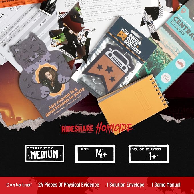 Hunt A Killer: Rideshare Homicide - Solve a Modern Day True Crime, Murder Mystery Games for Adults, Ages 14+, Perfect for Fans of Unsolved Mysteries and Cold Cases who Love the Hunt for a Killer