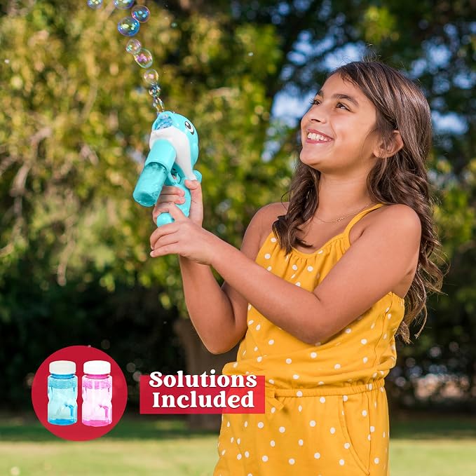 JOYIN 2 Bubble Guns, Whale Bubble Maker LED Automatic with 4 Refill Solutions for Kids, Toddlers, Summer Outdoor Toy, Party Favor
