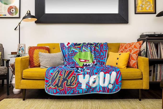 Silver Buffalo Invader Zim I Don't Like You 45" x 60" Fleece Throw, Soft and Cozy Blanket, 185 GSM