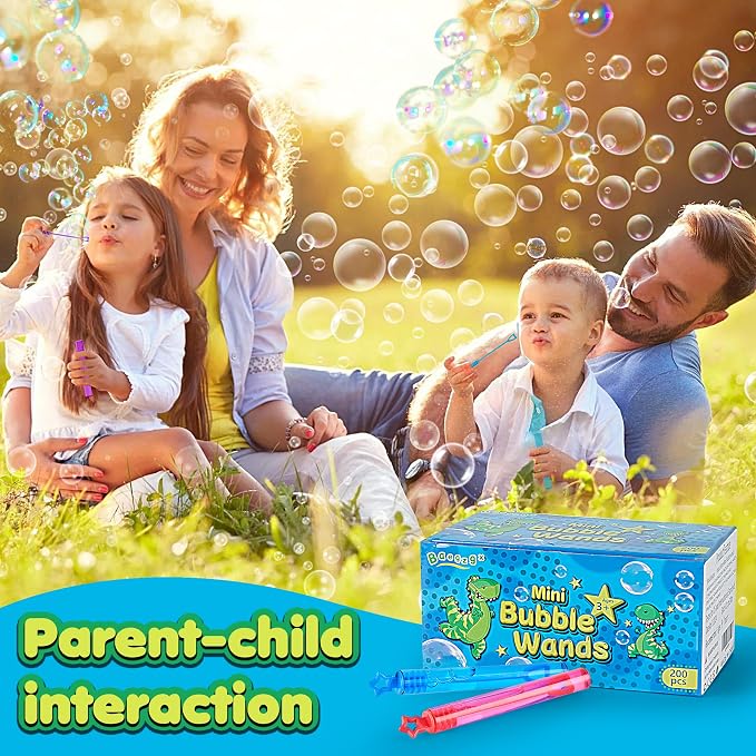 200 PCS Mini Bubble Wands in 10 Colors, Ideal for Birthday Parties, New Year's, Christmas, Valentine's Day, Carnival, Goodie Bag Stuffing, Party Gifts for Kids