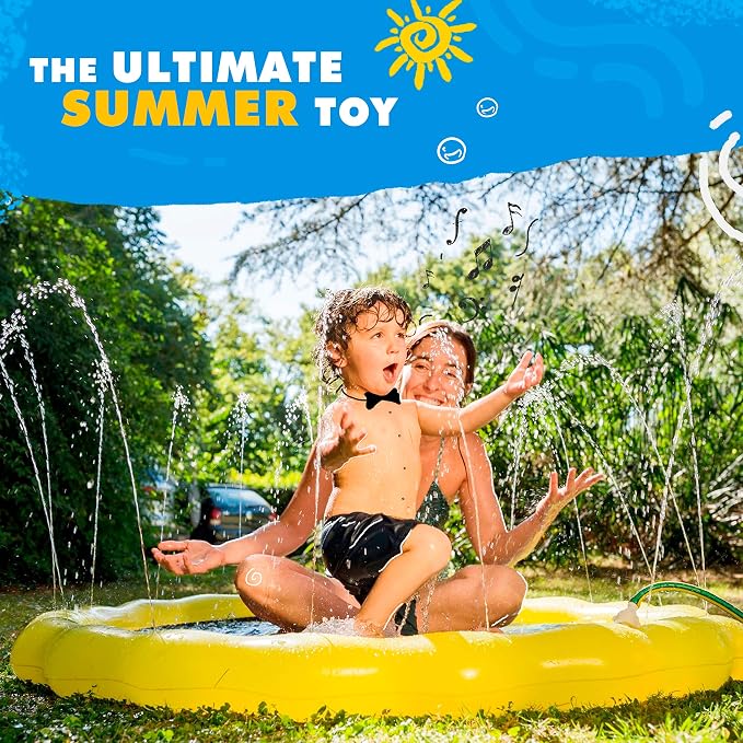 SplashEZ Splash Pad Sprinkler for Kids, Outdoor Water Play Mat, Backyard Sprinkler Pool for Toddlers, Babies & Kids - Solar System, 60 in