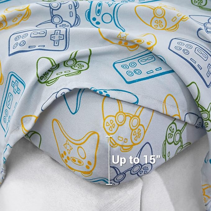 Viviland 4 Pieces Boys Grey Full Sheet Set - Soft Microfiber Fitted Flat Sheets & Pillowcase - Game Player Paddle Printed Bedding Sets - for Kids & Toddlers