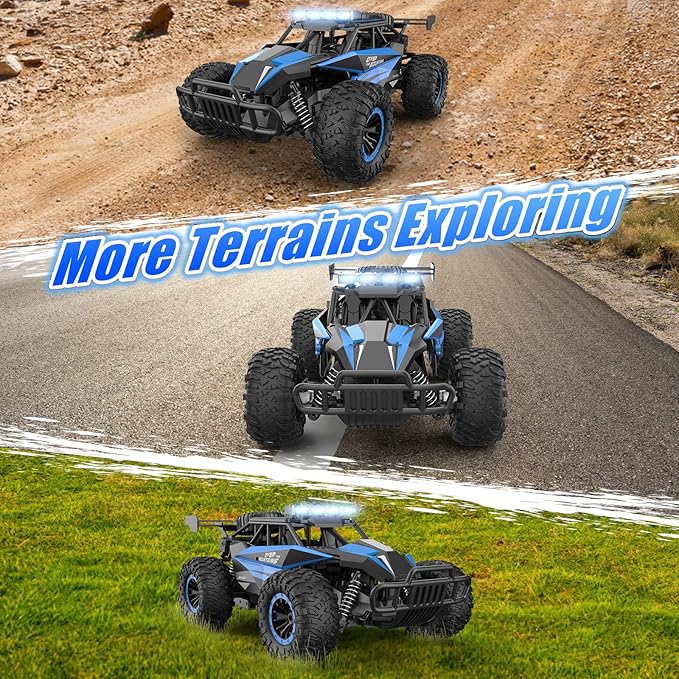 kolegend Remote Control Car 2.4GZh High Speed 25km/h RC Monster Trucks 50+min with LED Headlight and Rechargeable Battery for Boys Girls Kids