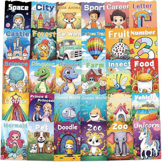 30Pcs Bulk Coloring Books for Kids Ages 3-4 4-8 8-12 Large Print Coloring Books for Kids Birthday Party Favors Gifts School Classroom Activity Supplies Holiday Goodie Bags Stuffers Includes Dinosaur