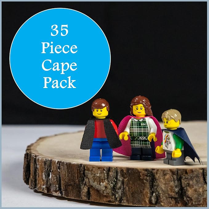 Brick Loot Superhero Capes for Minifigures, 35 Piece Mini Figure Cape Accessory Pack, Durable Fabric, Action Hero Costumes for Building Figures, Compatible with Major Brands, Gift for Kids Ages 6+