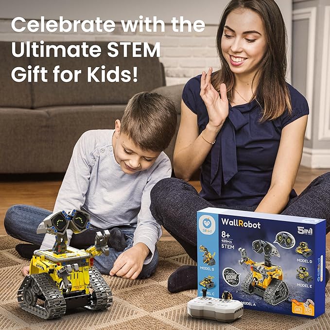 Sillbird Robot Building Kit with Remote Control for Boys Ages 8-14, STEM Coding Robotics Technic Toy Birthday Creative Gifts for Kids, Buildable 5in1 Models with 473 Pieces