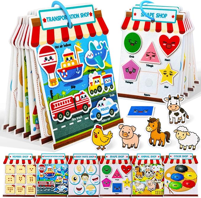 Activity Books for Toddlers 1-3, Montessori Felt Busy Book for Toddlers, Educational Sensory Toys for Baby 1+, Preschool Learning Busy Board, Color Sorting Toys for Boys and Girls Birthday Gifts