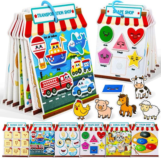 Activity Books for Toddlers 1-3, Montessori Felt Busy Book for Toddlers, Educational Sensory Toys for Baby 1+, Preschool Learning Busy Board, Color Sorting Toys for Boys and Girls Birthday Gifts