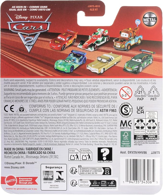 Mattel Disney Cars 2026 1:55 Scale Diecast Swedish Race Car Flash Nilsson
