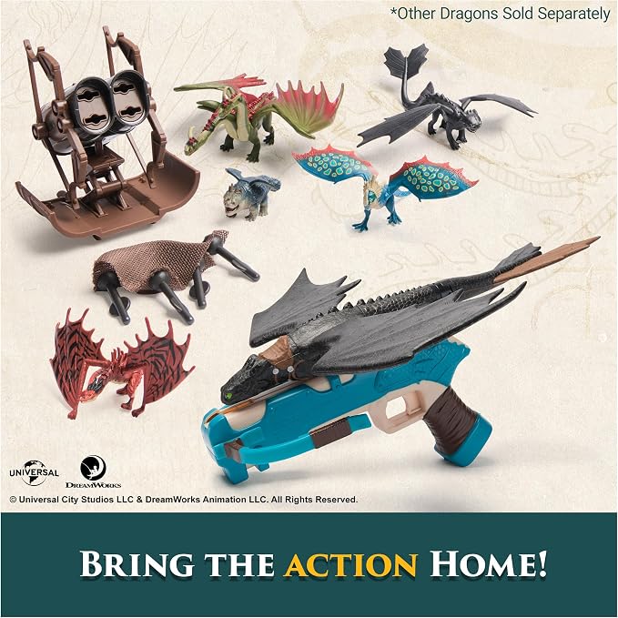 DreamWorks Dragons, 5-Pack Dragon Catcher Set with Hiccup’s Mangler Net Launcher, Kids Toys for Boys & Girls Ages 4 and up
