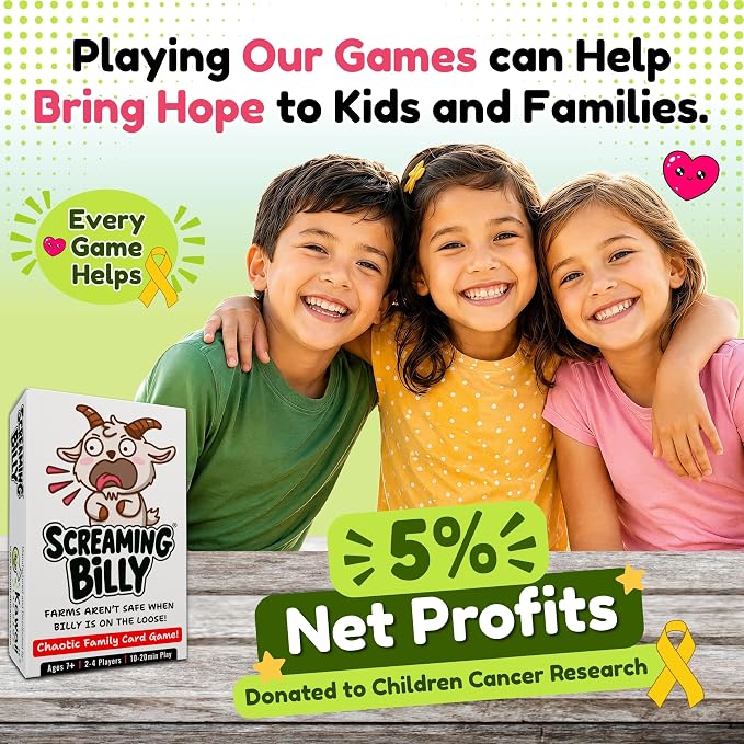 Screaming Billy Goat Family Card Game for Kids, Teens & Adults | Quick & Easy Game Night Fun | Set Collection Card Game with Surprise Twists and Slap Moments | Ages 7+ | 2-4 Players | 10-15 Min