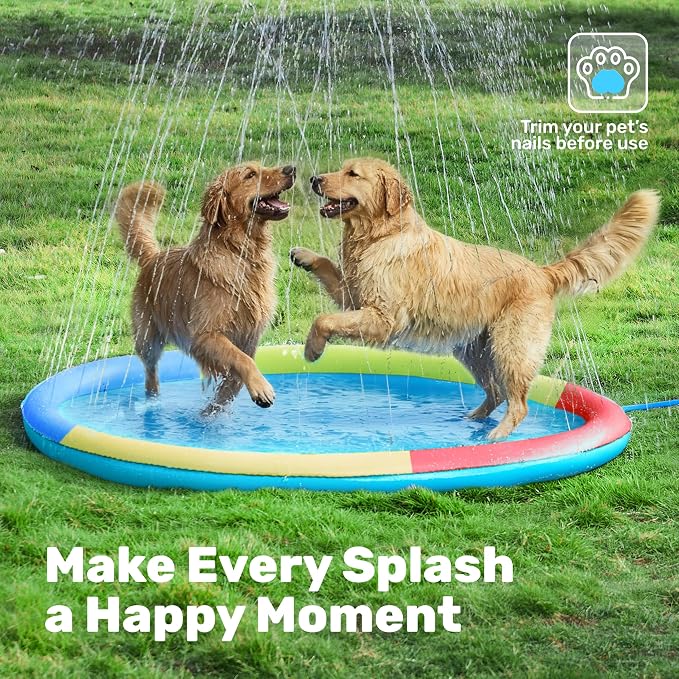 SLOOSH 72" Non-Slip Splash Pad Sprinkler - Outdoor Water Play Toys Backyard Fountain Mat for Toddlers Kids Dogs, Thickened Sprinkler Outside Pool Party Durable for Girls Boys Pets (72in, Multicolor)