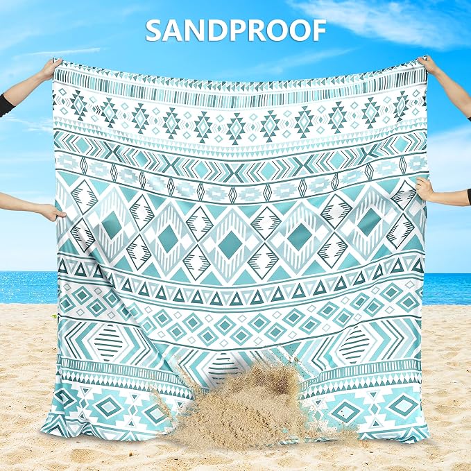HIHOHO Beach Blanket Waterproof Sandproof Extra Large Beach Mat 79" X 83"/120"x108"for 1-8 Adults Quick Drying Durable Outdoor Picnic Mat for Beach Travel Camping Hiking