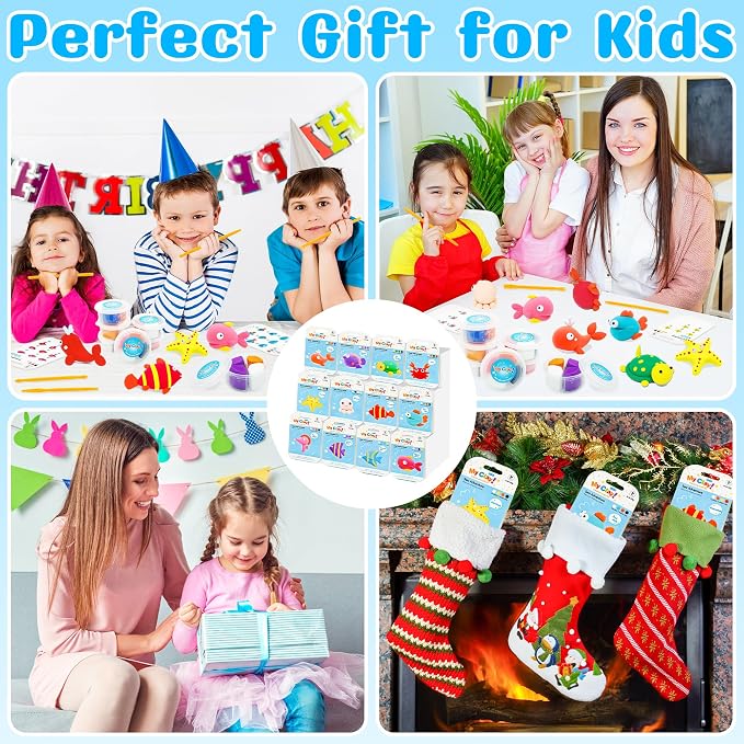 LanMa Air Dry Clay Kit for Kids, 12 Pack Sea Animal Air-Dry Art Kits with Ultra Light & Soft Modeling Clay, Instructions, Sculpting Tools, Christmas Birthday Gifts for Boys Girls