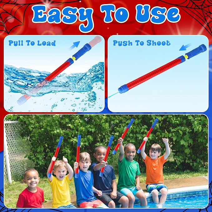 Halloscume 12 Pack Spider Water Blaster 15.75 in Water Shooter Blasters Gun Party Favors for Kids Summer Birthday Outdoor Swimming Pool Backyard Beach Summer Games