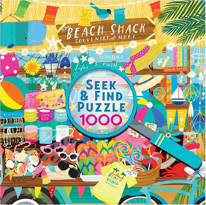 RoseArt - Seek & Find - Beach Souvenir Shop - 1000 Piece Jigsaw Puzzle for Adults, Hidden Object Puzzle, Coastal Gift Shop Scene, Premium Puzzle with Bonus Poster