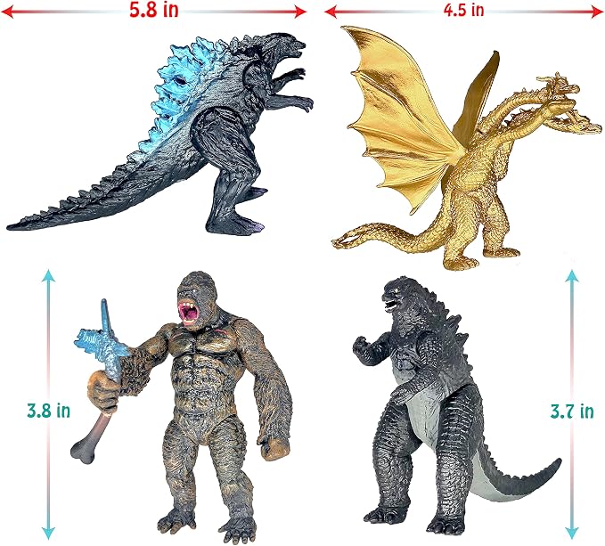 TwCare Set of 8 Attacking King Kong vs Godzilla Toys Movable Joint Action Figures King of the Monsters Ghidorah Birthday Kid Gift Cake Toppers