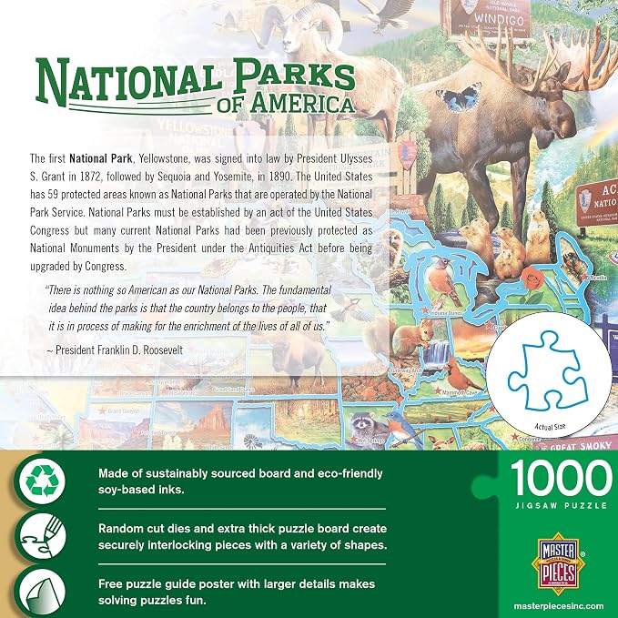 MasterPieces - 1000 Piece Jigsaw Puzzle, National Parks of America, Fun for Adults, Family, Kids 19.25"x26.75"