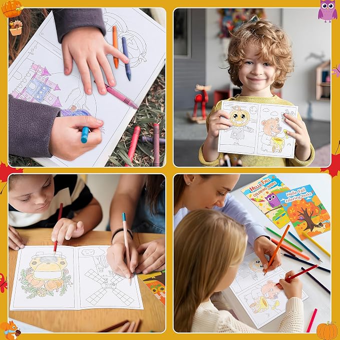 90shine 72PCS Fall Coloring Books for Kids, Thanksgiving Party Favors in Bulk Goodie Bag Stuffers Ages 3-5 4-8