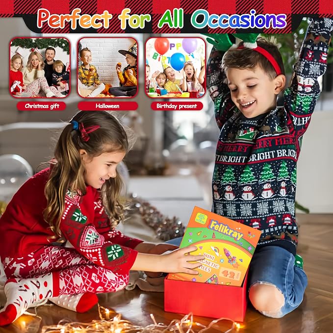 42pcs Magnetic Tiles for Kids, Mini Building Blocks Travel Set, STEM Learning Construction Toys for Toddlers 3+, Indoor Activities for Boys & Girls, Birthday Gift, Easter Basket Stuffer