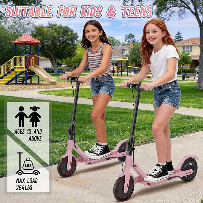 Roinside Electric Scooter for Big Kids - 8.5"/10''/14'' Solid Tires, 350W Motor, Up to 12Miles Long-Range Portable Commuting Scooter with Double Braking System, App